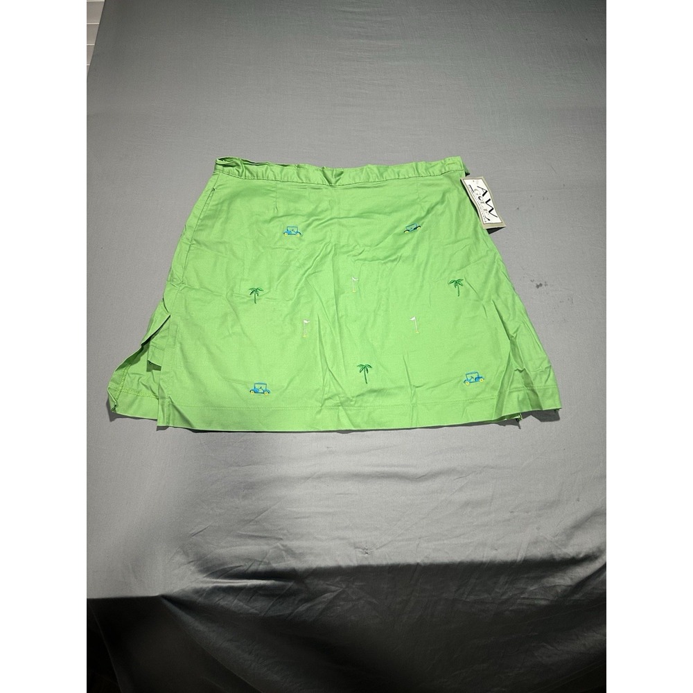 NWT AW Golf by Allyson‎ Whitmore Green Embroidered Skort 14 READ
